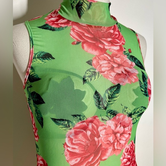 AFRM | Floral Mesh Bodysuit | Mock Neck | Women’s L - Picture 1 of 4